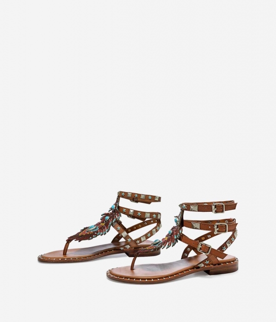 PANDORA系列彩色串珠搭扣设计平底凉鞋