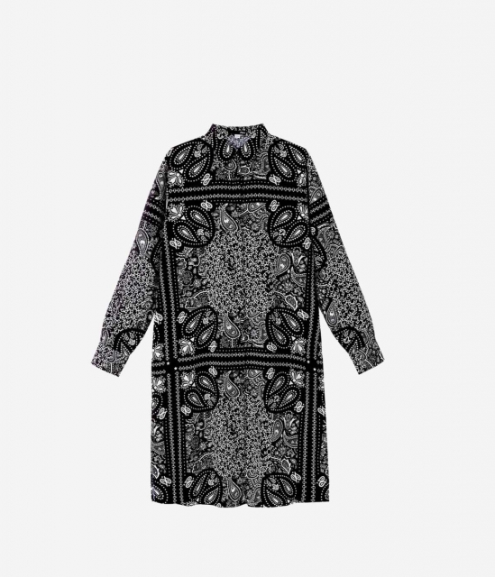 2019初春新款CARAVEL BANDANA系列印花设计衬衫立领连衣裙